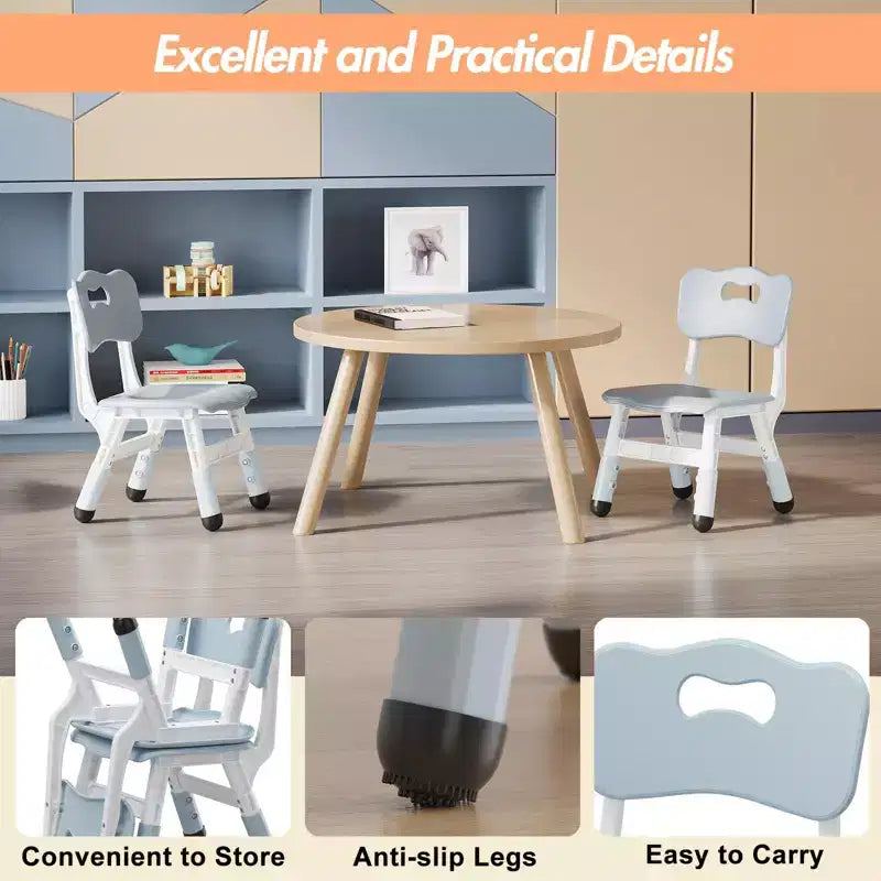 Chaises pour enfants réglables en hauteur sur 3 niveaux - Chaises en plastique pour tout-petits avec patins antidérapants pour les enfants de 2 à 12 ans