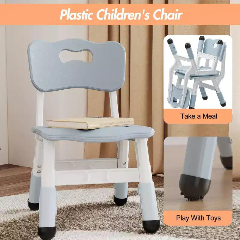 Chaises pour enfants réglables en hauteur sur 3 niveaux - Chaises en plastique pour tout-petits avec patins antidérapants pour les enfants de 2 à 12 ans