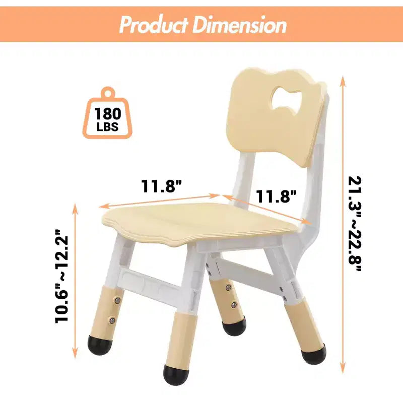 Chaises pour enfants réglables en hauteur sur 3 niveaux - Chaises en plastique pour tout-petits avec patins antidérapants pour les enfants de 2 à 12 ans