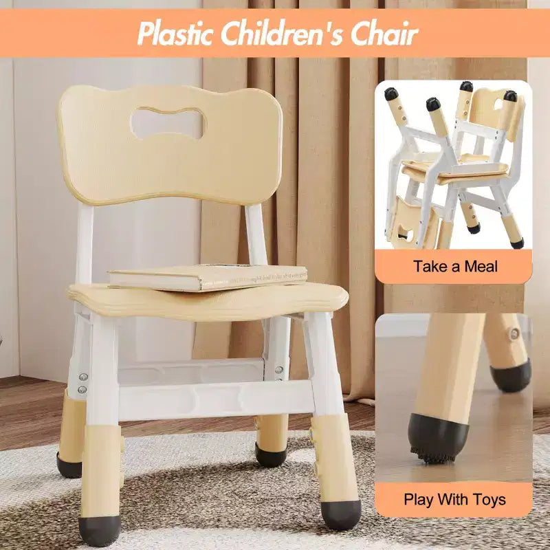 Chaises pour enfants réglables en hauteur sur 3 niveaux - Chaises en plastique pour tout-petits avec patins antidérapants pour les enfants de 2 à 12 ans