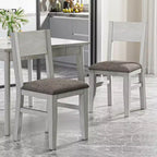 Ensemble de salle à manger 5 pièces VECELO de style ferme pour 4 personnes, table carrée en bois d'hévéa et 4 chaises de salle à manger rembourrées, gris