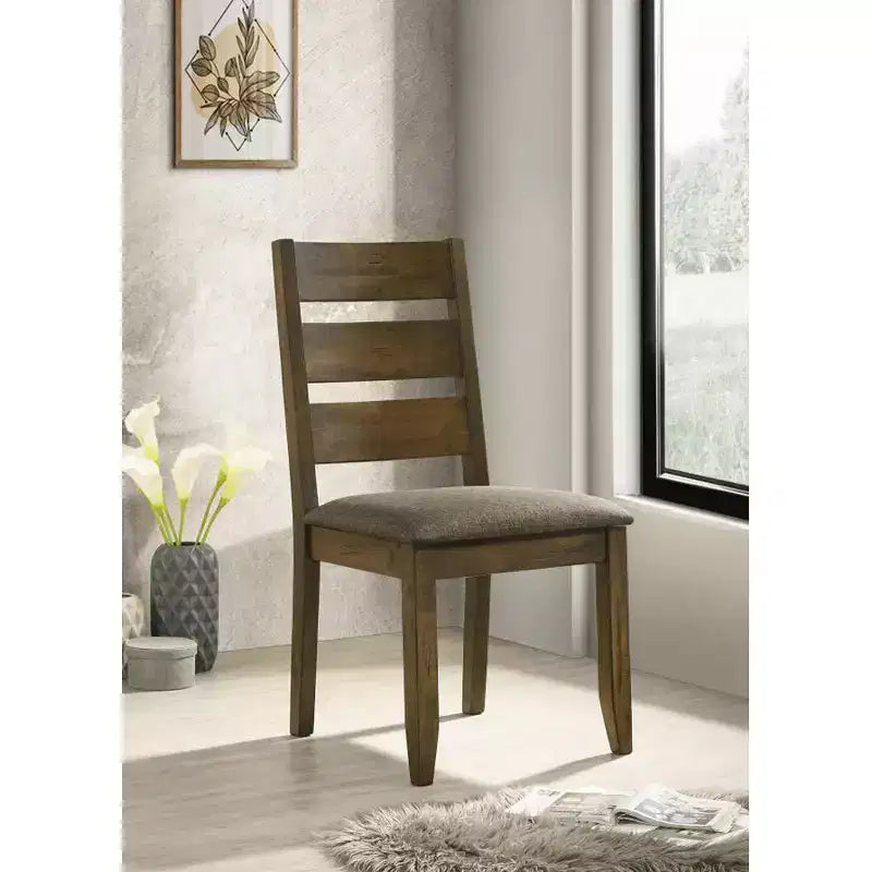 Ensemble Simple Relax de 2 chaises de salle à manger rembourrées avec dossier échelle en muscade noueuse et gris