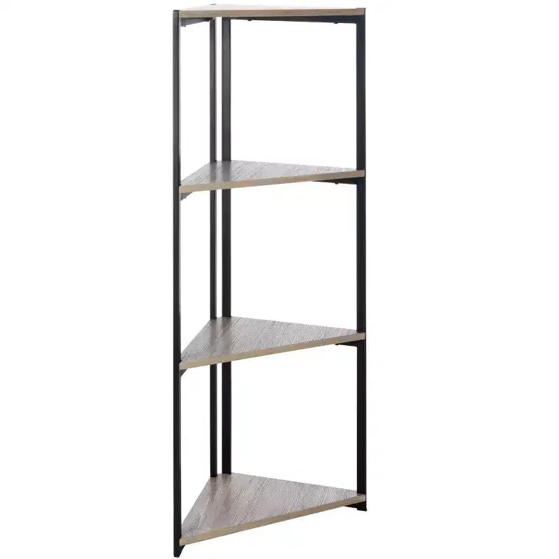 Étagère d'angle à 4 niveaux Logan - ETG4200 - Chêne gris clair/Noir - Safavieh