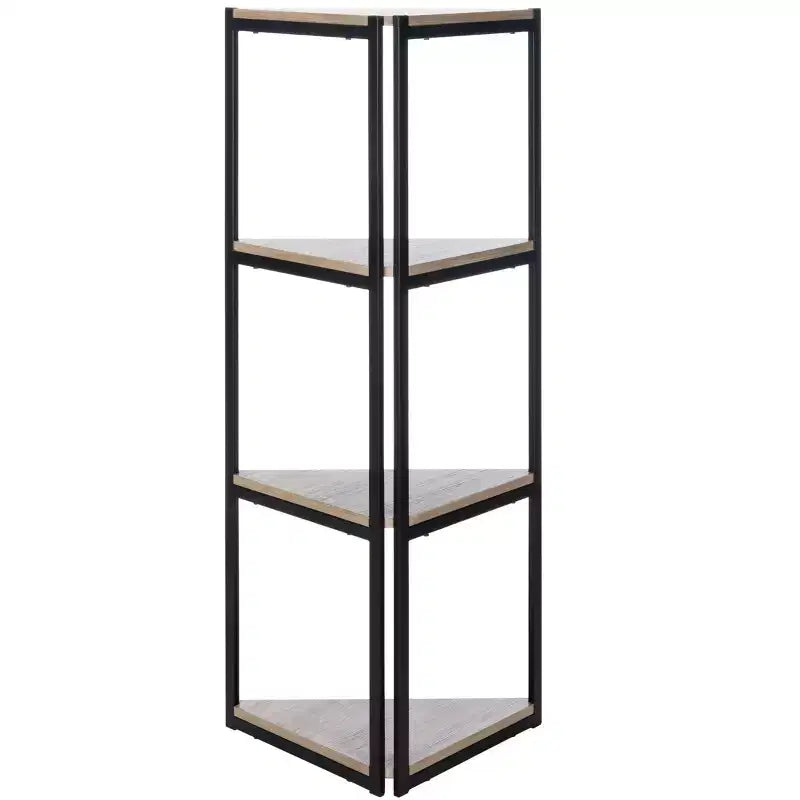 Étagère d'angle à 4 niveaux Logan - ETG4200 - Chêne gris clair/Noir - Safavieh