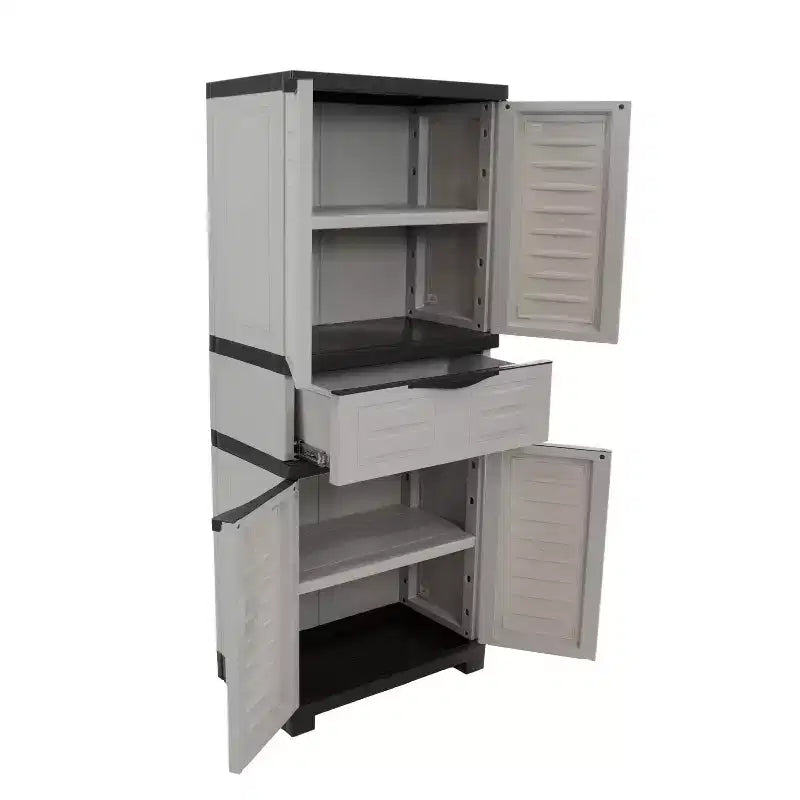 Armoire de rangement en plastique Sunnydaze avec 2 étagères réglables et 1 tiroir - 57