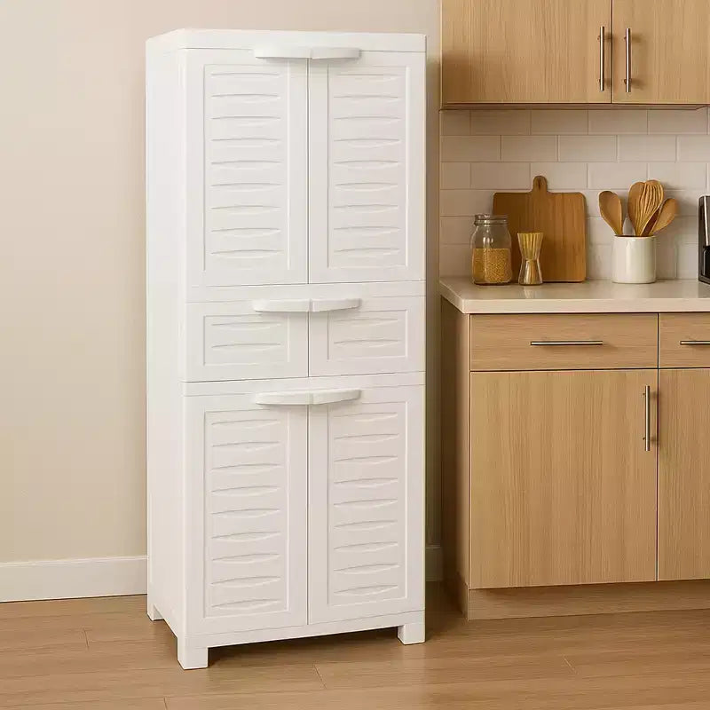 Armoire de rangement en plastique Sunnydaze avec 2 étagères réglables et 1 tiroir - 57