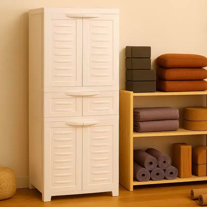 Armoire de rangement en plastique Sunnydaze avec 2 étagères réglables et 1 tiroir - 57
