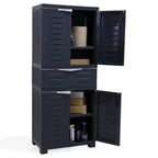 Armoire de rangement en plastique Sunnydaze avec 2 étagères réglables et 1 tiroir - 57