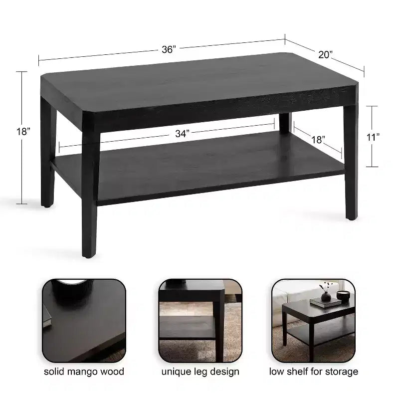 Table basse rectangulaire Talcott de Kate and Laurel, 36x20x18, noire