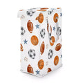 Sweet Jojo Designs Boy Foldable Laundry Hamper with Handles Watercolor Sports Theme Blue Brown and Orange