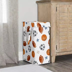 Sweet Jojo Designs Panier à Linge Pliant pour Garçon avec Poignées Thème Sports Aquarelle Bleu Marron et Orange