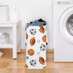 Sweet Jojo Designs Panier à Linge Pliant pour Garçon avec Poignées Thème Sports Aquarelle Bleu Marron et Orange