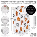 Sweet Jojo Designs Panier à Linge Pliant pour Garçon avec Poignées Thème Sports Aquarelle Bleu Marron et Orange