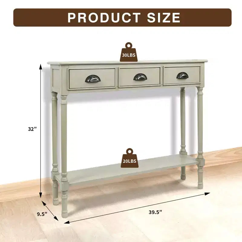 Urbanest – Console avec 3 tiroirs, 100 cm de largeur, 81 cm de hauteur, 23 cm de profondeur