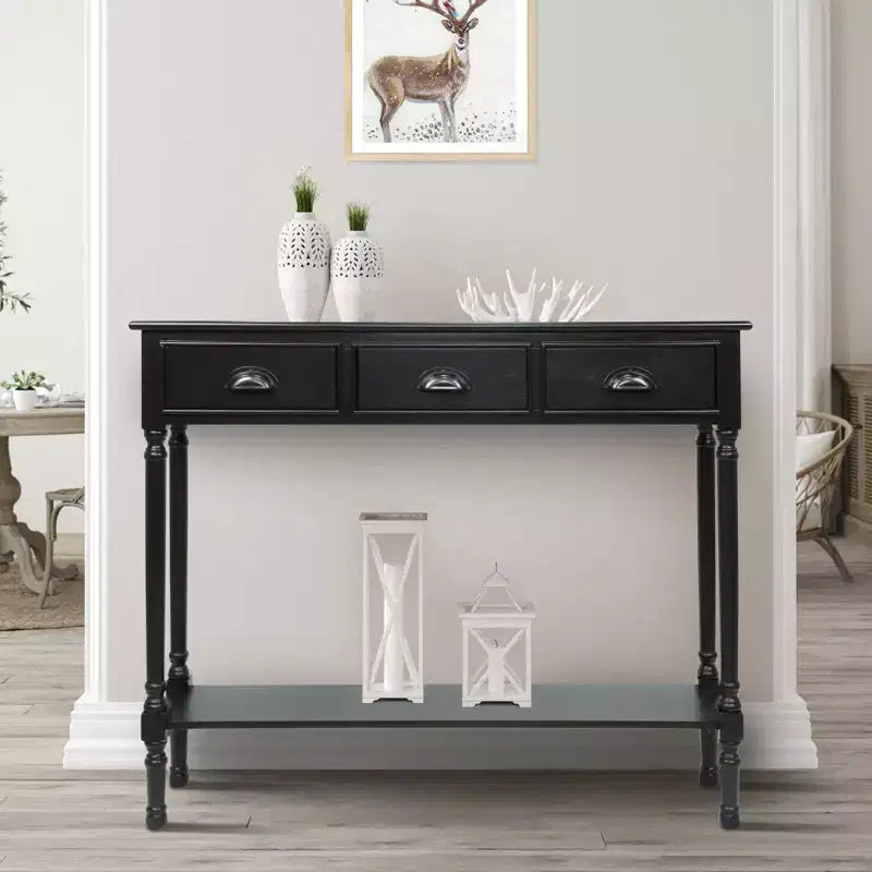 Urbanest – Console avec 3 tiroirs, 100 cm de largeur, 81 cm de hauteur, 23 cm de profondeur