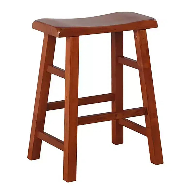 eHemco Tabourets de Bar en Bois Massif Robuste avec Siège en Selle, Hauteur de Comptoir de Cuisine, 61 cm, Lot de 2