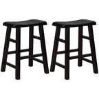 eHemco Heavy-Duty Solid Wood Saddle Seat Kitchen Counter Height Barstools, 24 Inches, Set of 2