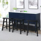 eHemco Tabourets de bar à hauteur de comptoir de cuisine, en bois massif, avec assise en selle, 61 cm, lot de 3