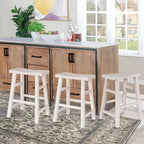 eHemco Tabourets de bar à hauteur de comptoir de cuisine, en bois massif, avec assise en selle, 61 cm, lot de 3