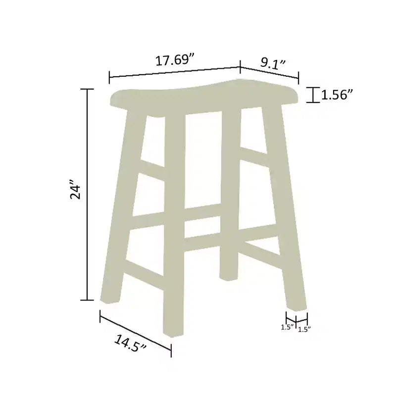 eHemco Tabourets de bar à hauteur de comptoir de cuisine, en bois massif, avec assise en selle, 61 cm, lot de 3