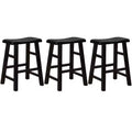 eHemco Tabourets de bar à hauteur de comptoir de cuisine, en bois massif, avec assise en selle, 61 cm, lot de 3