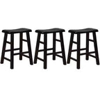 eHemco Tabourets de bar à hauteur de comptoir de cuisine, en bois massif, avec assise en selle, 61 cm, lot de 3