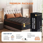 Matelas Bestier 14 po king size, matelas en mousse à mémoire de forme avec gel rafraîchissant noir, matelas en laine biologique, ressorts de soutien lombaire pour un confort supérieur