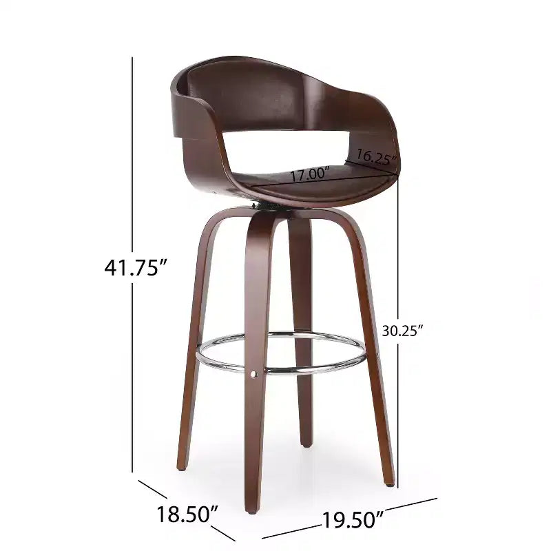 Tabouret de bar pivotant à 360°, tabouret de comptoir, chaise de salle à manger, tabouret de cuisine de pub, Noir et marron-ModernLuxe