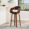360 Swivel Bar Stool Counter Stool Dining Chair Pub Kitchen Stool, Black&Brown-ModernLuxe