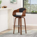 360 Swivel Bar Stool Counter Stool Dining Chair Pub Kitchen Stool, Black&Brown-ModernLuxe