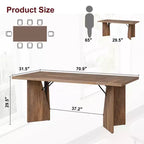 Table à manger rectangulaire de 180 cm pour 6 personnes, longue table de cuisine de style rustique avec grand plateau, table à manger en bois avec pieds robustes