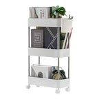 VECELO Chariot de Rangement Roulant à 3/4 Niveaux, Desserte de Rangement de Cuisine, Étagères Mobiles Coulissantes avec 2 Roues Verrouillables et Crochets