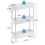 VECELO Chariot de Rangement Roulant à 3/4 Niveaux, Desserte de Rangement de Cuisine, Étagères Mobiles Coulissantes avec 2 Roues Verrouillables et Crochets