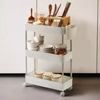 VECELO Chariot de Rangement Roulant à 3/4 Niveaux, Desserte de Rangement de Cuisine, Étagères Mobiles Coulissantes avec 2 Roues Verrouillables et Crochets