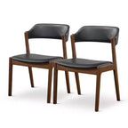 Chaises de salle à manger GDFStudio Edmund en bois massif et similicuir (lot de 2) de style moderne du milieu du siècle