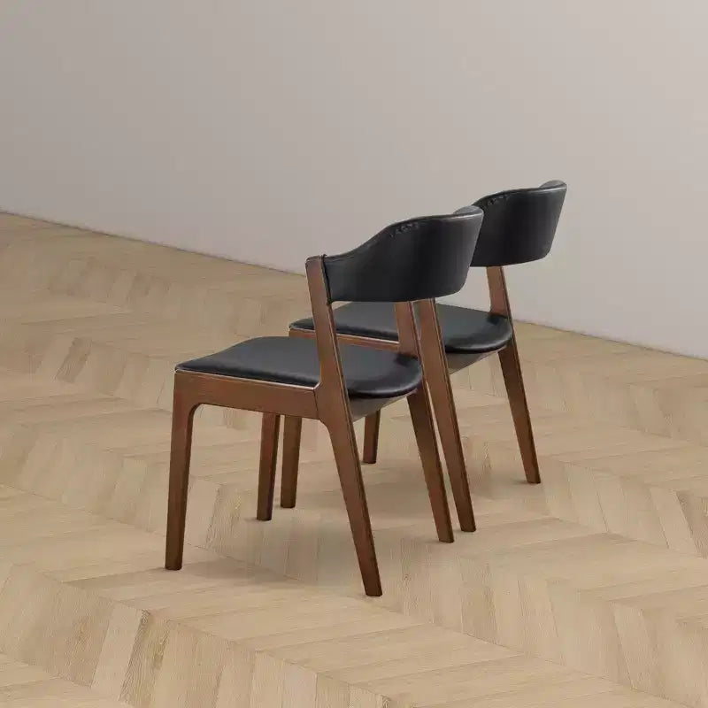 Chaises de salle à manger GDFStudio Edmund en bois massif et similicuir (lot de 2) de style moderne du milieu du siècle