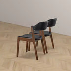 Chaises de salle à manger GDFStudio Edmund en bois massif et similicuir (lot de 2) de style moderne du milieu du siècle