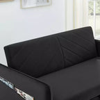 Canapé-lit convertible en velours 55 po – Design moderne avec lit gigogne, oreillers et accoudoirs à motif quadrillé