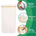 Panier à linge et poubelle de recyclage Hausource 100L beige avec couvercle, 2 doublures, pliable, imperméable