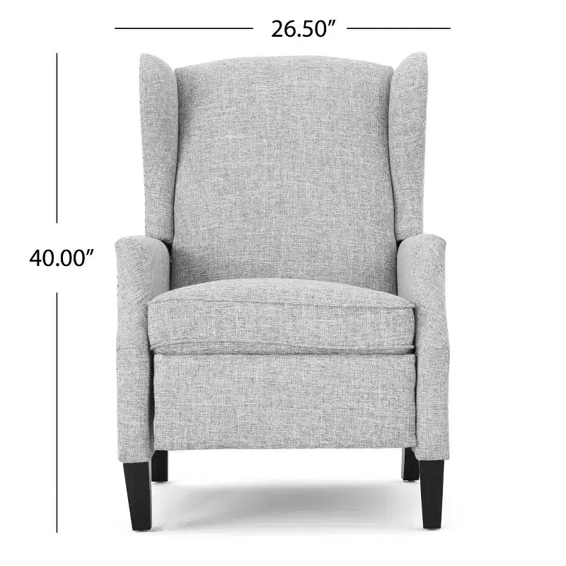 GDFStudio Weyland, fauteuil inclinable contemporain en tissu avec dossier à oreilles et clous décoratifs
