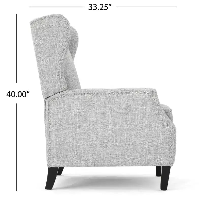GDFStudio Weyland, fauteuil inclinable contemporain en tissu avec dossier à oreilles et clous décoratifs