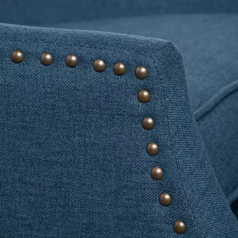 GDFStudio Weyland, fauteuil inclinable contemporain en tissu avec dossier à oreilles et clous décoratifs