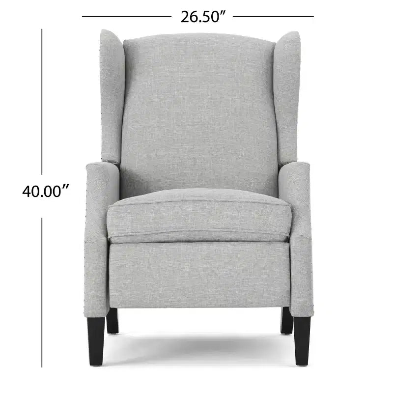 GDFStudio Weyland, fauteuil inclinable contemporain en tissu avec dossier à oreilles et clous décoratifs