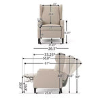 GDFStudio Weyland, fauteuil inclinable contemporain en tissu avec dossier à oreilles et clous décoratifs