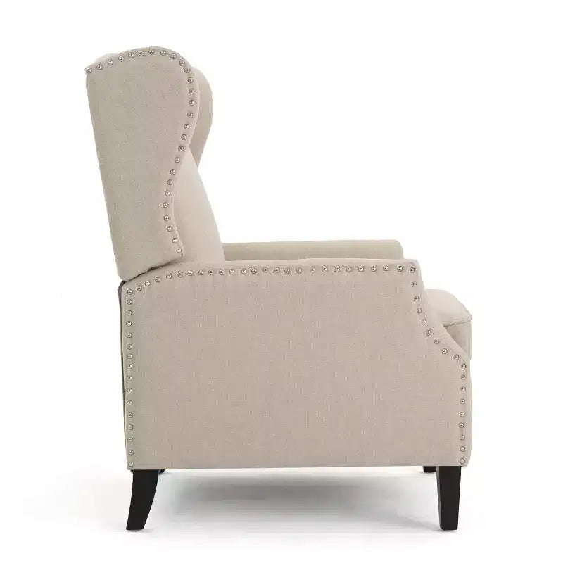 GDFStudio Weyland, fauteuil inclinable contemporain en tissu avec dossier à oreilles et clous décoratifs
