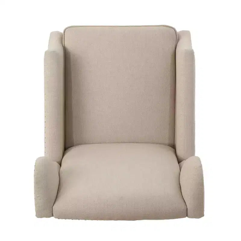 GDFStudio Weyland, fauteuil inclinable contemporain en tissu avec dossier à oreilles et clous décoratifs