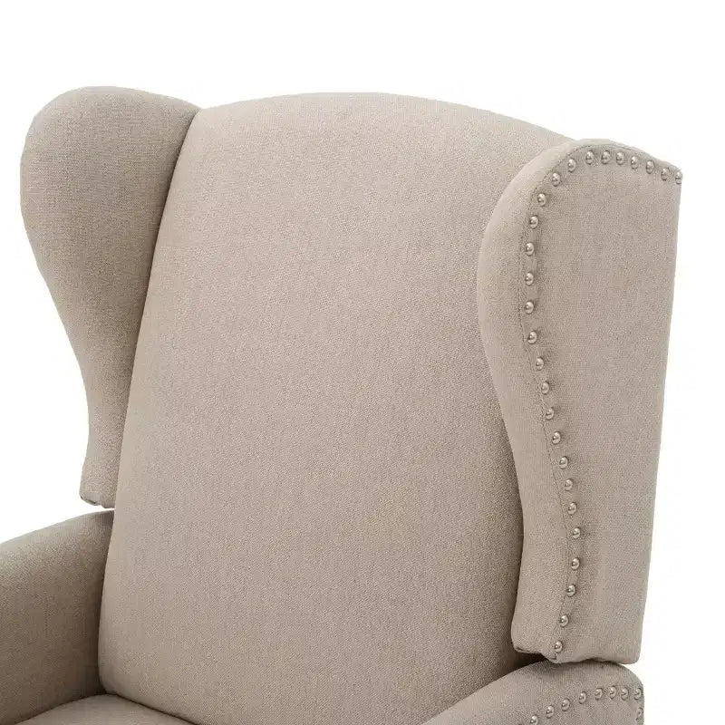 GDFStudio Weyland, fauteuil inclinable contemporain en tissu avec dossier à oreilles et clous décoratifs