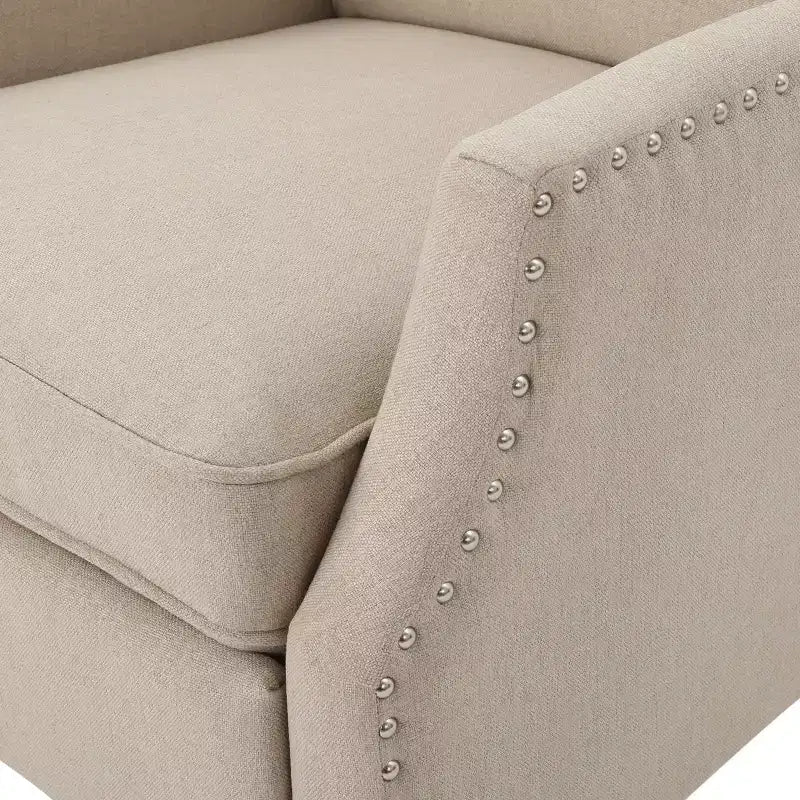 GDFStudio Weyland, fauteuil inclinable contemporain en tissu avec dossier à oreilles et clous décoratifs