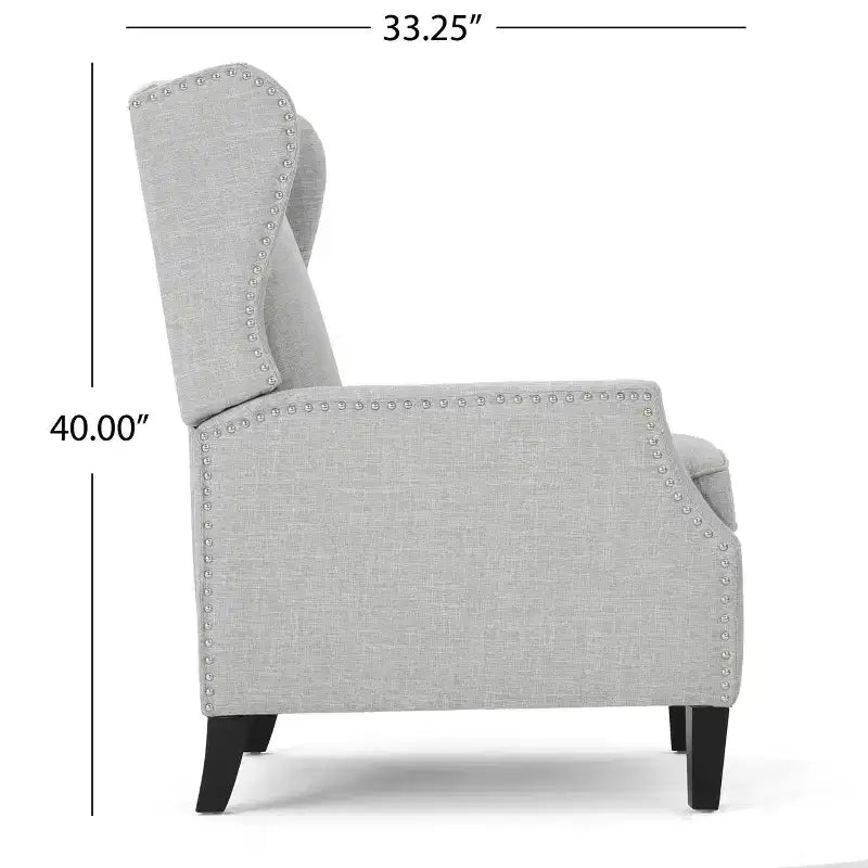 GDFStudio Weyland, fauteuil inclinable contemporain en tissu avec dossier à oreilles et clous décoratifs