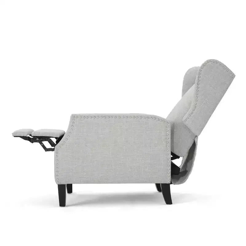 GDFStudio Weyland, fauteuil inclinable contemporain en tissu avec dossier à oreilles et clous décoratifs